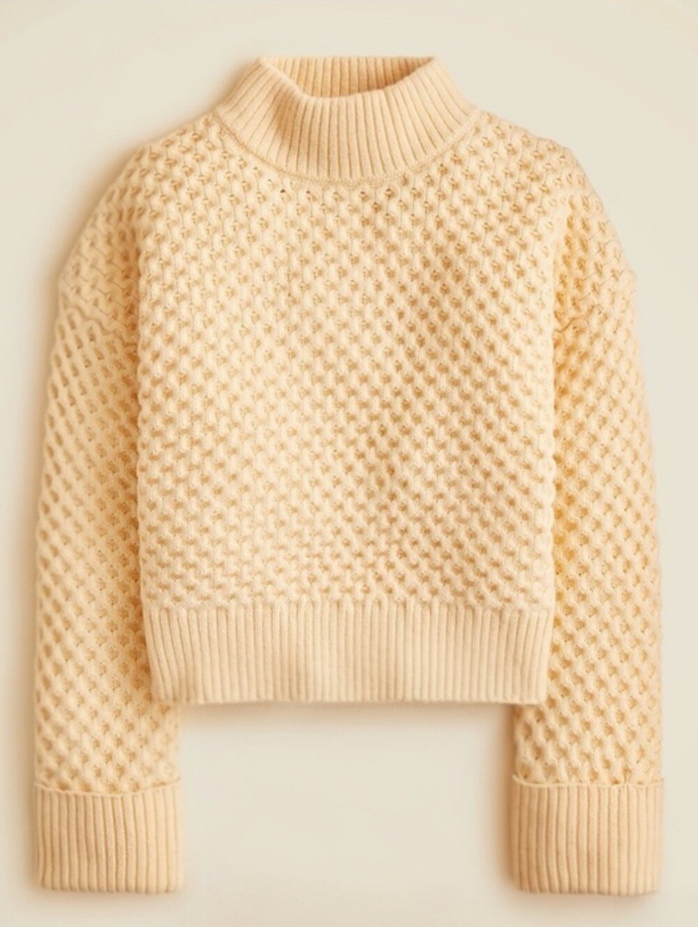J. Crew Butter Yellow Honeycomb Mock Neck Sweater